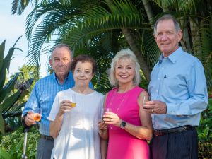 Event Founders Tom and Linda Uhler raise a glass with Bank of the Islands' Robbie and Geoff Roepstorff